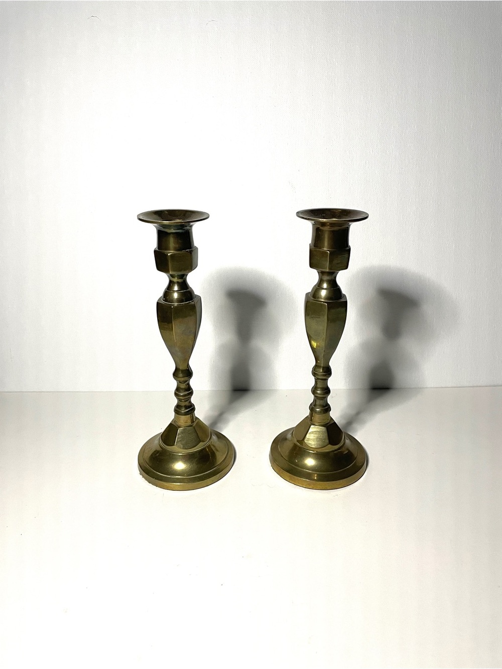 Vintage Brass Candlestick Pair - Classic Home Accent Made in India Dining